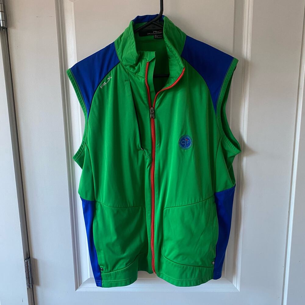 RLX RALPH LAUREN Men's Vest GREEN ROYAL BLUE ZIP GOLF SZ M Worn